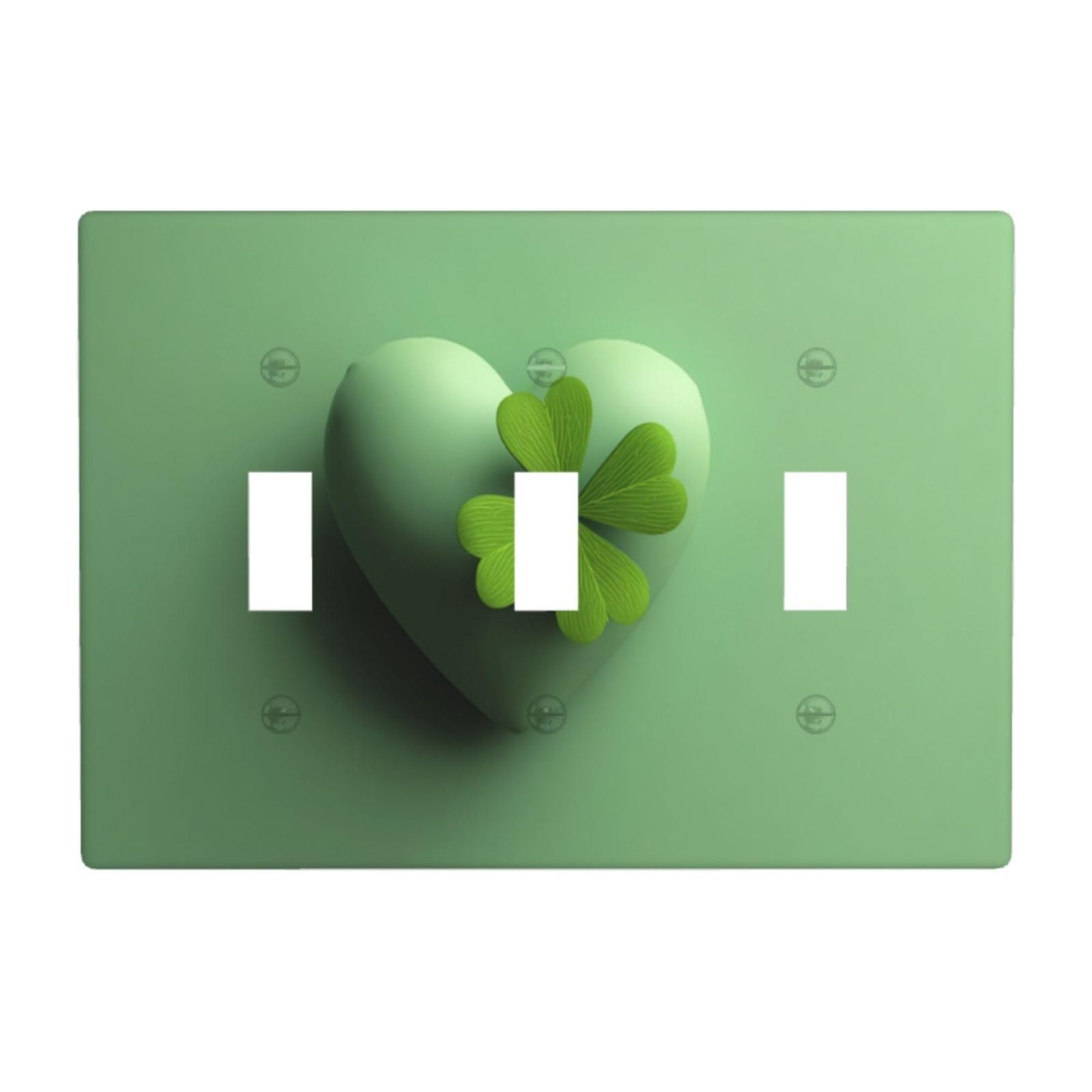 Heart with Green Shamrock St. Patrick's Day Light Switch Covers 3 Gang Triple Toggle Wall Plate Switchplate Electrical Faceplate for Bathroom Kitchen Bedroom Decor