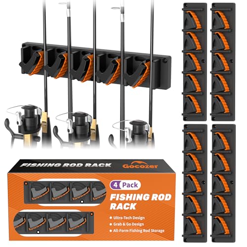 Fishing Rod Holder for Garage Wall, Vertical Fishing Pole Rack with TPE Soft Pads Each Holds Up to 5 Rods 0.1