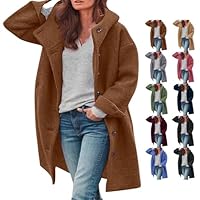 Abrigo largo de invierno para mujer, chaqueta informal de forro polar, corte holgado, cálido y elegante, abrigo con cuello a prueba de polvo, prenda de abrigo para otoño/invierno (Coffee #2, L)