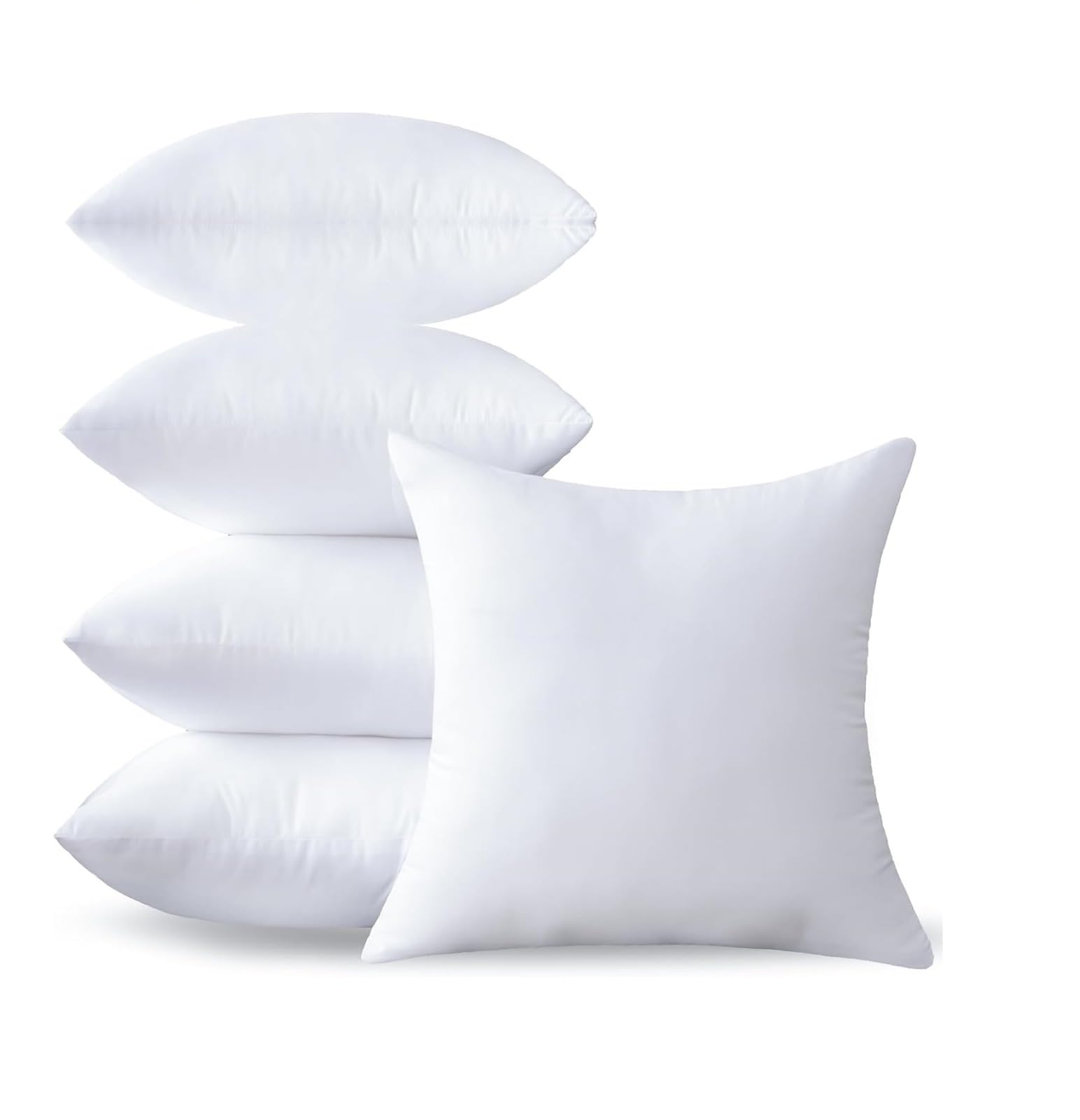 Hotel Quality Polyester Fiber Filler Cushion (16X16 Inches, White) - Set of 5
