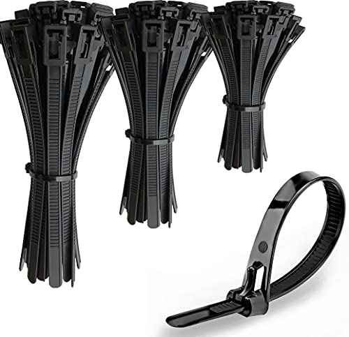 Oksdown 150 Stück Kabelbinder wiederverschließbar Schwarz 150/200/300mm(je 50 Stück) 7,6 mm...