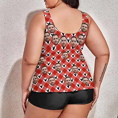 Custom Plus Size Swimsuits for Women Modest Tankini Bathing Suits, Face Personalized Two Piece Swimsuit Tummy Control3