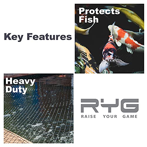 Ryg Koi Pond Netting Kit 20X20 Feet, Heavy Duty Mesh Pool Net For Easy Cleaning, Protective Cover For Koi Fish, Skimmer Net Screen For Falling Leaves And Debris, Placement Stakes Included #TOP2