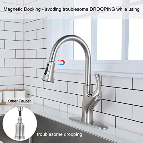 Image of ALTON TSL18075 Zinc Single Lever Sink Mixer With 3 Flow Pull-Down Sprayer, Brushed Nickel Finish