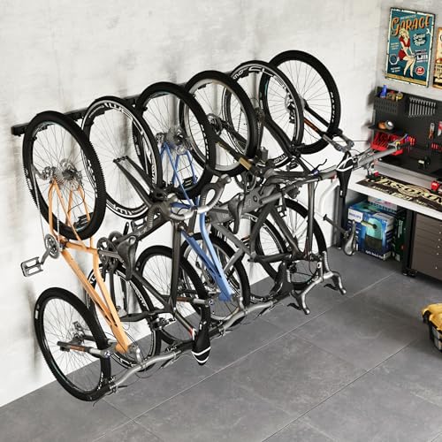 monTEK-Enhanced-Garage-Bike-Rack-Adjustable-6-Bike-Hangers-for-Garage-Equipped-with-785in-Extended-RailAccommodate-Various-Bicycle-SizesHeavy-Duty-Steel-Bike-Wall-MountMax-Capacity-330-lbs