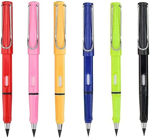 BOUILLIM 6 lápices sin tinta Eternal, Everlasting Pencil con cabeza reemplazable, lápiz infinito, bolígrafo sin tinta, lápiz eterno de escritura