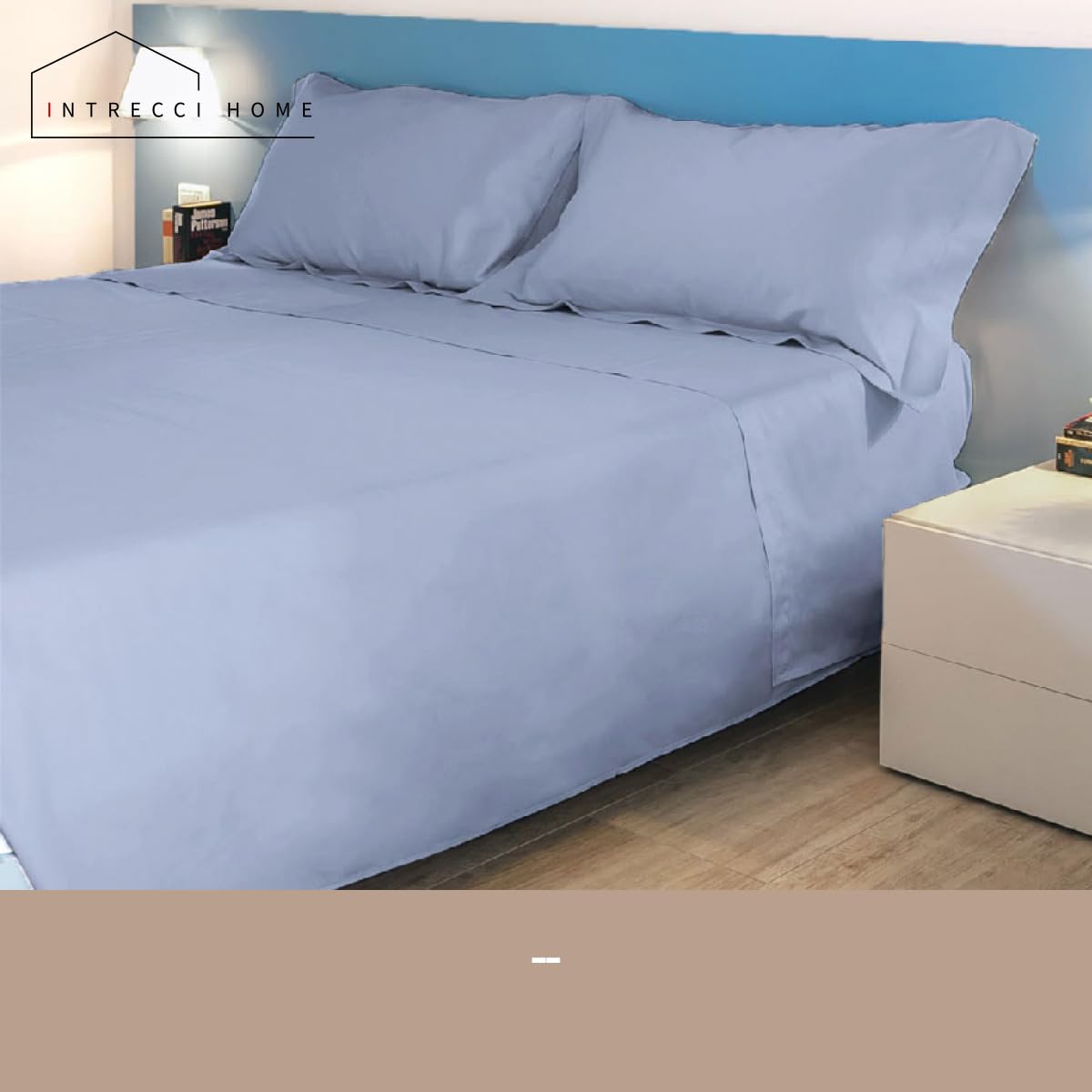Intrecci Home Lenzuola 1 Piazza e Mezza, Lenzuolo Sopra in Raso di Puro cotone Satin, 190x295cm, Made in Italy, Morbidezza Suprema, Elegante e Confortevole, Tinta Unita