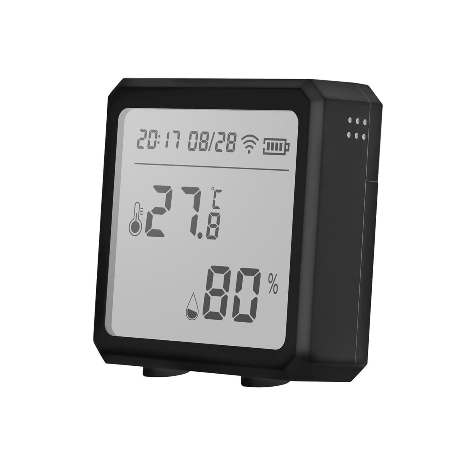 Termohigrómetro Higrómetro Inteligente del Termómetro del Sensor De La Humedad De La Temperatura con La Pantalla LCD(Black 1 pc)