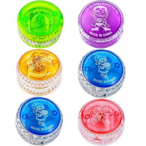 6 Piece Yoyo Set light Up Yoyo for Beginners  Magic Yoyos Suitable for Party Favors Birthday Gifts and Outdoor Games
