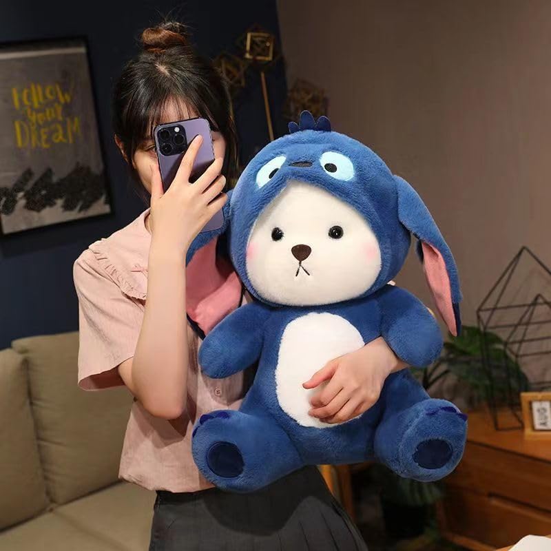 Image of Baby Plushies, Blue Lovable Huggable Soft Toy, Big Size Hooded Plush Teddy Bear, Elegant Soft Plush Toy for Babies, Great Birthday Gift for Girls - 30 cm