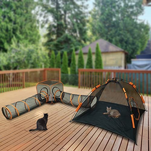 Corralito de juegos para gatos, conejos, hurones – Casa de gato desplegable al aire libre y tienda de campaña – Juguete portátil para gatos para interiores y exteriores para aventuras