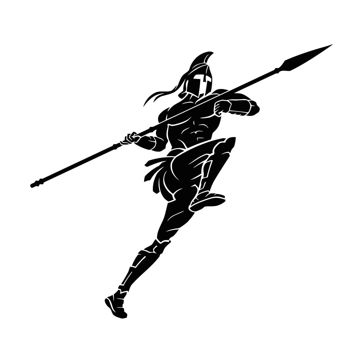 Spartan Spear Sparta Medieval Warrior Wall Decals 54x59.5cm It Won't Fall Off L-Black