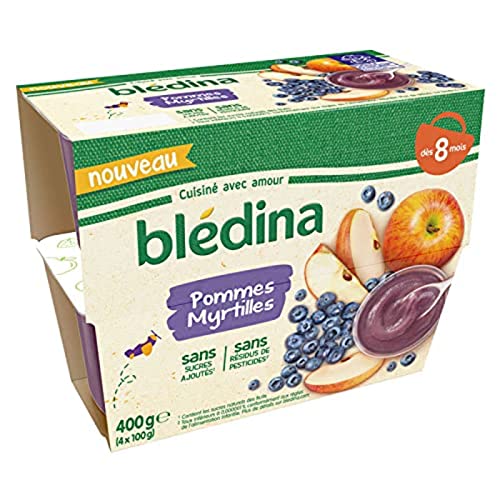Bledina - Coupelles Fruits Pommes Myrtilles - des 8 Mois - Le Pack de 4x100g