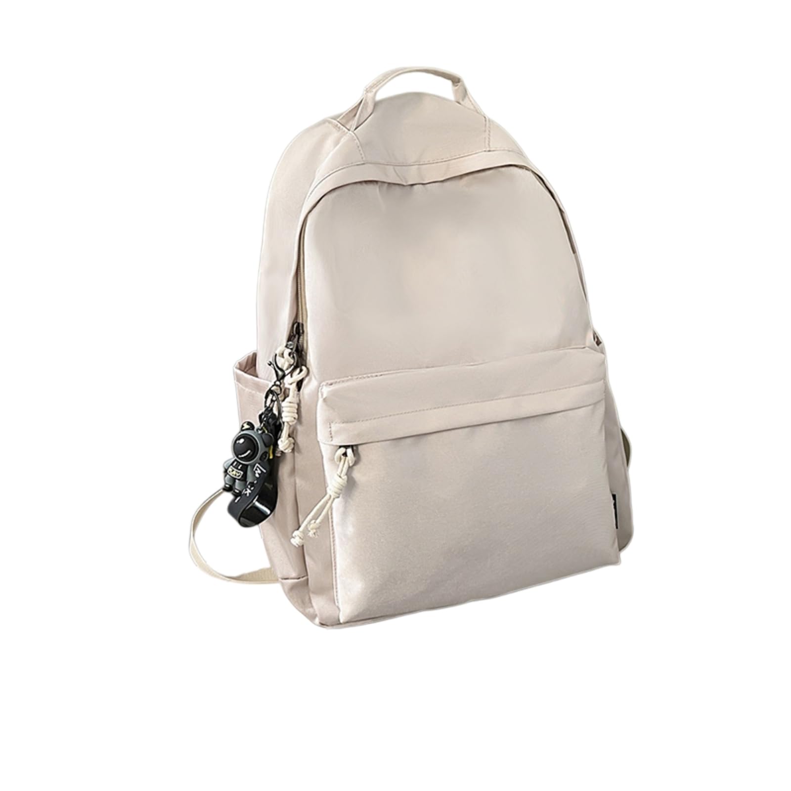 Zaino in Nylon Casual Multi Tasca, Scolastico per Laptop di Viaggio Giornaliero Adolescente-Beige