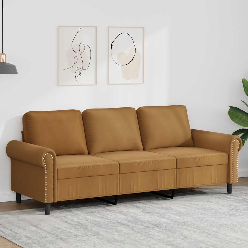 vidaXL Divano a 3 Posti Marrone 180 cm in Velluto
