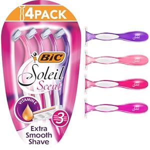 BIC Soleil Scent Disposable Razors for Women, Triple Blade, Pack of 4
