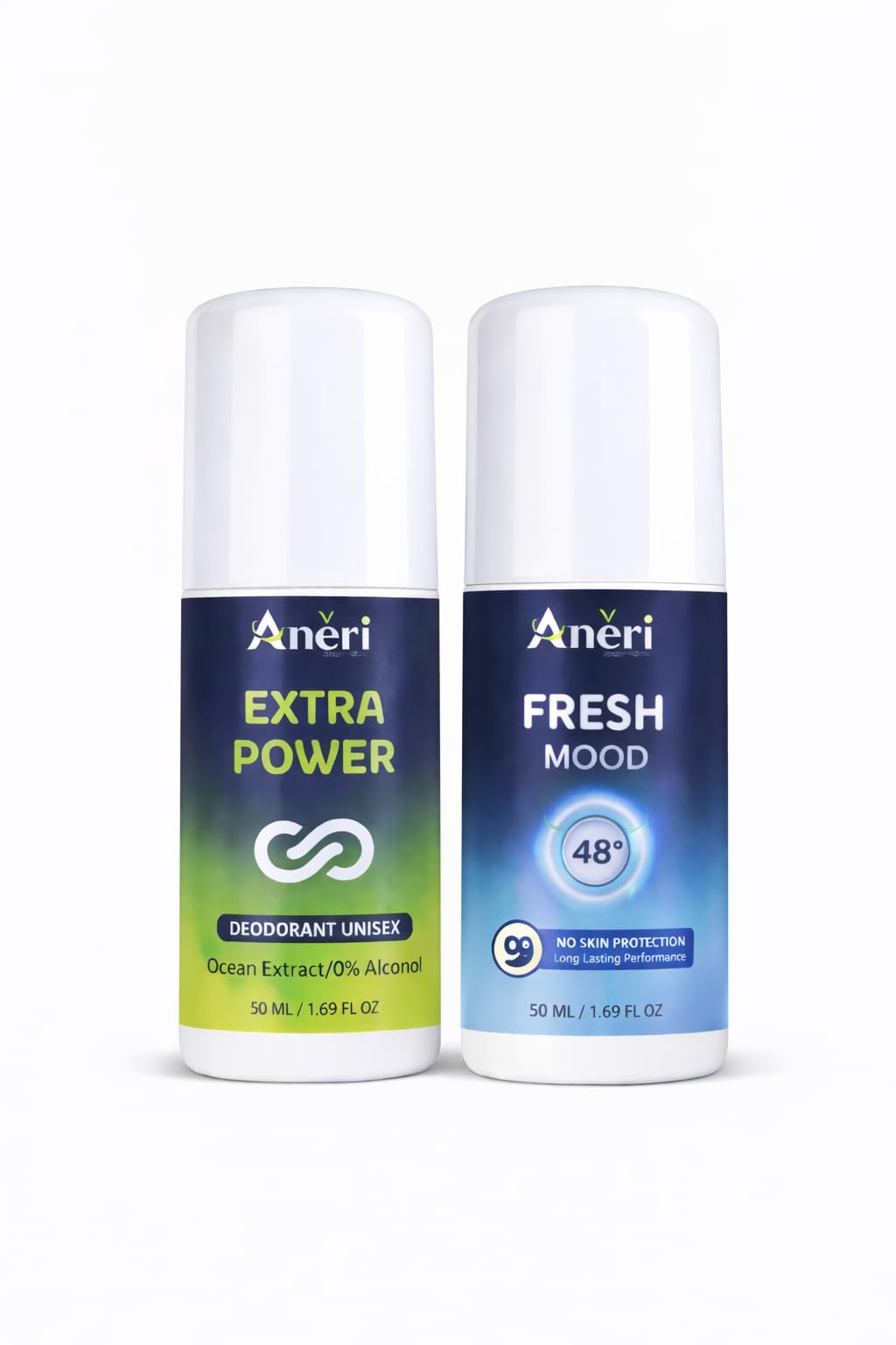 Aneri Underarm Roll On Deodorant Combo (Extra Power + Fresh Mood) – 48Hr Long Lasting Freshness | Ocean Extract Formula | No Alcohol | Sweat Control | Skin Friendly Deodorant for Men & Women (50ml Each)-image-16