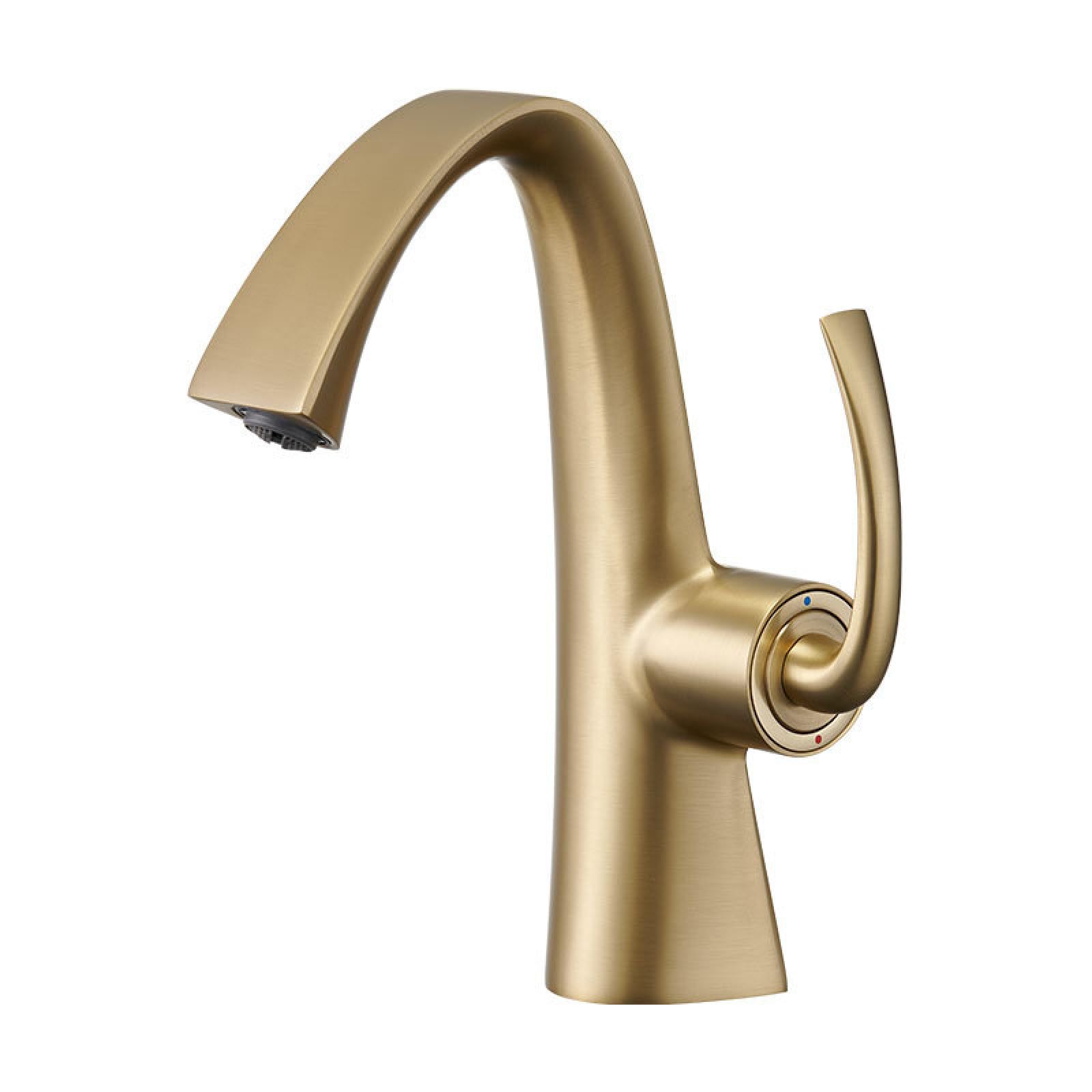 Fanjubei String Gold Bathroom Copper Hot And Cold Basin Faucet, Brushed Gold