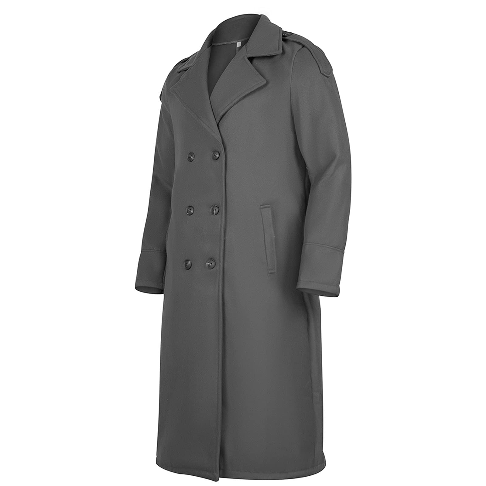 Dufflecoat für Herren, Trenchcoat, langer, gekerbter langer Übermantel, einreihig, knielang, Winterjacke, Mantel, winddicht, Pfau-Revers, zweireihiger, langer Trenchcoat