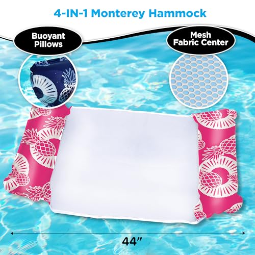 Image of Waterlife 4-in-1 Pool Hammock 4-Pack, Inflatable Pool Chair Float, Water (Saddle, Lounge Chair, Drifter)