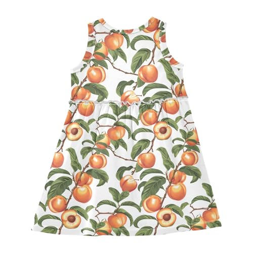 Girls and Toddlers'Sleeveless Vintage Yellow Peaches Prints Summer Casual Dresses for Home Party Beach 2-8 Years2