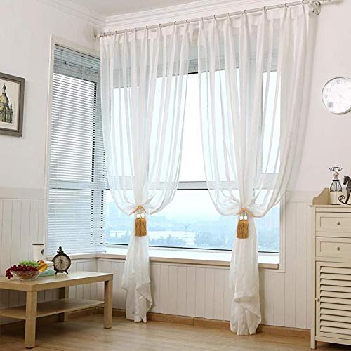 KISENG Decorative Curtain Tiebackss Ball Tassels Holdbacks for Home Office Windows Drapery Fasteners Braided Buckle Fringe Ropes, Set of 2 (Golden)