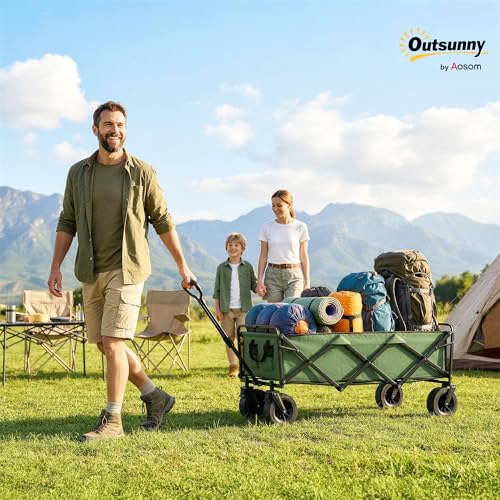 Chariot de jardin pliable tout terrain 250 kg avec sac vert - 2