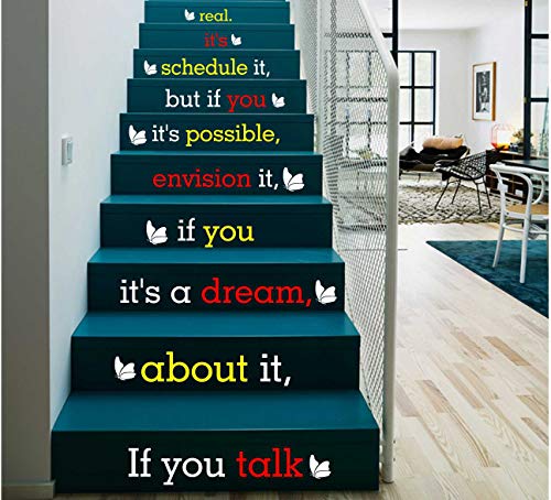 Image of CVANU Letters Wall Decor Stickers Stair Decals Quotes Stairway Decals Quote Steps Vinyl Stickers Lettering Family Staircase Decal Multicolor (Stairs-pg 8)
