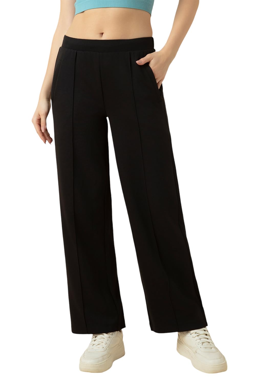 van heusen Women High Rise Athleisure Solid Wide Leg Pleated Pant - Functional Pocket, Relax Fit-picture-12
