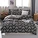 Odot Parures de Lit Adulte 4 Pieces, Housse de Couette, Drap de Lit et 2 Taie d'oreiller Microfibre Polyester Doux Respirant Enfant Filles 1/2 Personnes 220x240 (220 * 240cm,Grille Noire)
