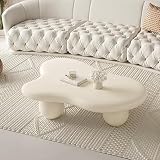 DSEWTEZXI Mesa de Centro Pequeña Con Forma de Nube Negra Para Sala de Estar, Moderna y Minimalista, Estilo Rústico, Blanca Con Almacenamiento