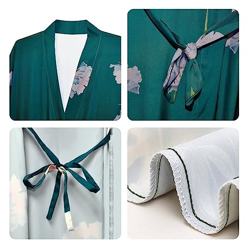 Artfasion Long Kimono Robes For Women- Lightweight Satin Floral Robes Silky Bathrobe Bachelorette Robe Soft Sleepwear #TOP3
