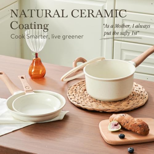 Image of USELUCK 22-Piece Ceramic Cookware Set, Nonstick Pots and Pans Set