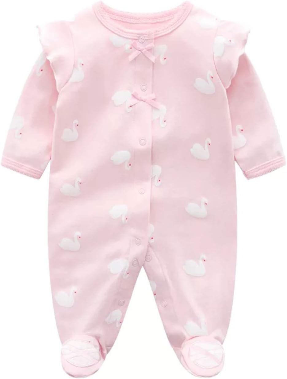 Babymine Baby One Piece Romper Soft Cotton Sleepwear Footed Jumpsuit for 0-12 Month Infant