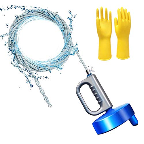 Yokgrass Plumbing Snake, 25 Ft Drain Auger with Gloves, Sink Snake Drain Opener Flexible Hair Clog Remover, Heavy Duty Pipe Snake for Cleaning Clogged Bathroom, Kitchen Sink and Shower