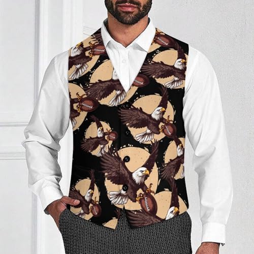 Ea-gles on Football Ball Men's Suit Vests Dress Vest V-Neck Waistcoat Slim Business Formal with Pocket2