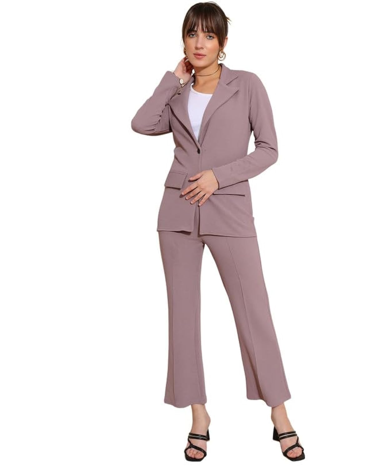 Women's Standard Length Co-Ord Set Lycra Blazer And Trouser Pant Set | Two Piece Co Ord Set | Office Wear Co Ord Set