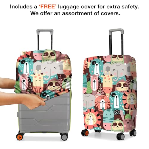 Image of Nasher Miles Cannes Hard-Sided Polypropylene Check-in Luggage 28 inch | 75cm | 8 Wheels Large Trolley Bag for Travel | Suitcase (Grey Neon Green)