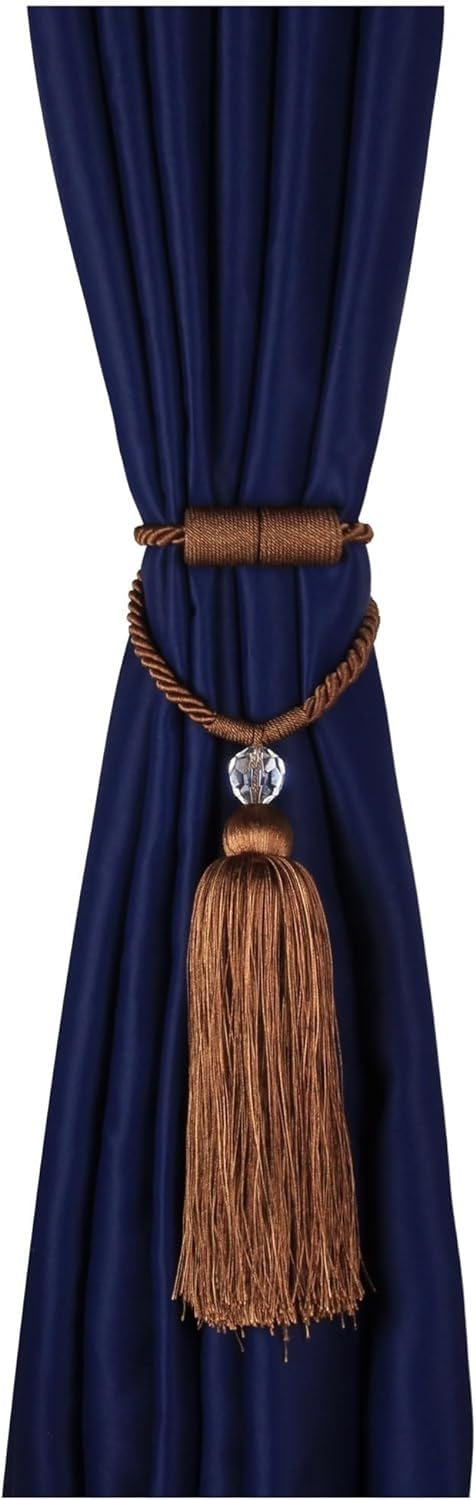 Zasłony, sznurki 2Pc Curtain Tieback Tassels Hanging Ball Gold Home Decor Tieback Magnet Buckle Rope Holdback Akcesoria do zasłon(Coffee)