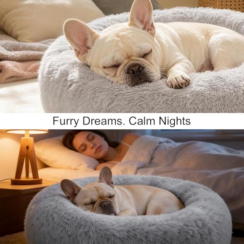 Image of Donut Dog Bed for Medium Dogs Calming Round Washable Medium Sized Dog Bed