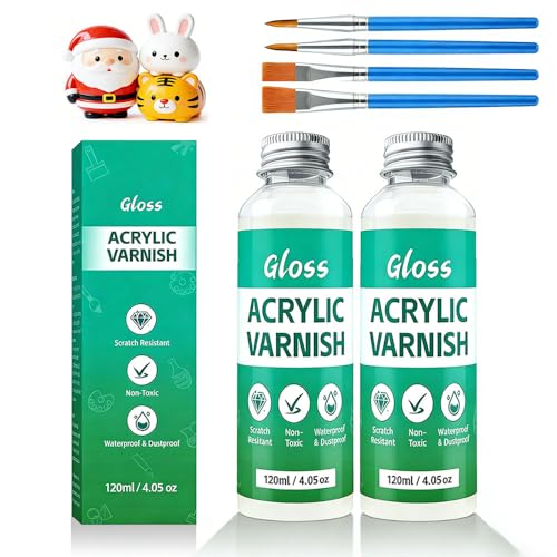2x120ml Air Dry Clay Glaze 2 Stück Glasuren für Ton Lufttrocknend Glasur Keramik Ton Glasur Ohne Brennen Ton Versiegelung Glanz Finish Keramikglasur Um zu verhindern Dass Ton Reißt und Zerkratzt