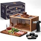 Cocktail Smoker Kit, Whiskey Smoker Kit with Torch, Smoking Box, Food Tray and Wood Chips, Old Fashioned Bourbon Smoker Kit, Christmas Gifts for Men(No Butane)