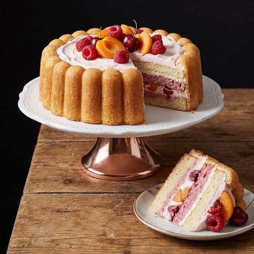 Image of Goaste 9.5 Inch Charlotte Cake Pan, Reusable Fluted Mold, Nonstick Aluminium With Flower Shape for Cheese, Chocolate, Strawberry Shortcake, Brownie Tart Pie