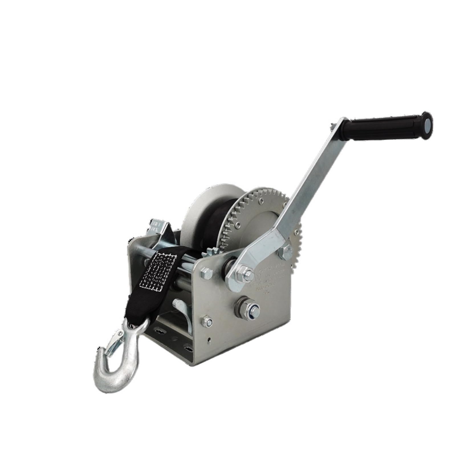 Verricello Manuale 2 Argano a Mano a Doppia velocità 3200LBS con argano for rimorchio con Freno a Mano for Barca con Cinghia in Tessuto per Barche Auto