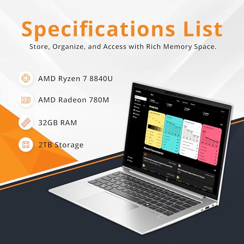 Image of HP EliteBook 845 G11 Laptop, 14 inch WUXGA IPS Touch, AMD Ryzen 7 PRO 8840U, 32GB DDR5, 2TB Storage (1TB SSD+1TB Docking Station Set), Backlit Keyboard, Fingerprint, 5MP IR Camera, Win 11 Pro, Silver
