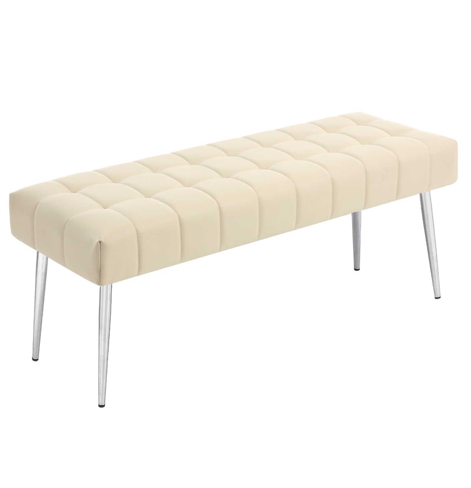 Apicizon 44.5”Entryway Bench, Soft Faux Leather Indoor Bench with Metal Legs, Modern Cushion Ottoman Bench for Bedroom, Living Room, Entrance, Dining