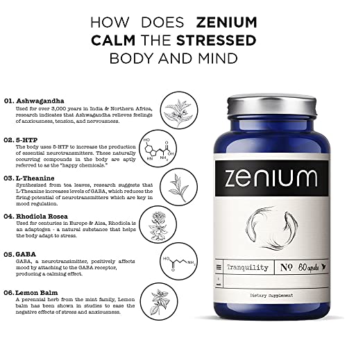 Zenium Stress Relief Supplement & Support Item for Women & Men | Anti Tension | Stop Worry & Nervousness | Boost Mood | Happy Pills | Fight Cortex Fatigue |60 Capsules | Calm The Body & The Mind - Image 4