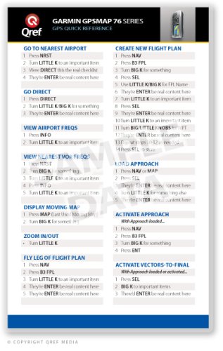 Garmin GPSMAP 76 Qref Card Checklist (Qref GPS Quick Reference)      Cards – December 9, 2008