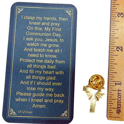 First Holy Communion Chalice Pin Accessory Set for Boys or Girls with Prayer Card Pack2