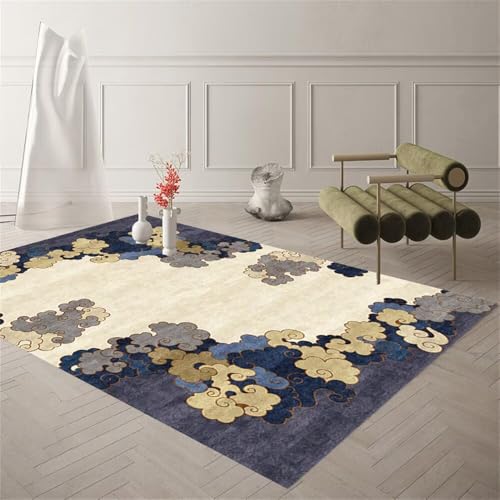 Tapis décoratif à motif floral bleu de qualité supérieure